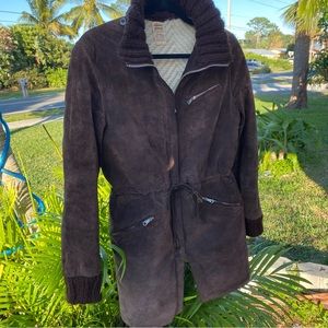 Vintage Suede Italian Brown Leather Jacket S/M